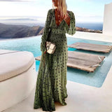 Amy´s Long Sleeve Maxi Dress with Deep V Neck