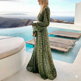 Amy´s Long Sleeve Maxi Dress with Deep V Neck
