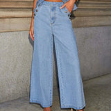 Sleeveless Denim Co-Ord Set with Wide-Leg Trousers