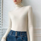 Women Ribbed Turtleneck Knit Sweater, Long Sleeves