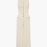 Sleeveless Button Front Maxi Dress – Elegant Fitted Summer Dress