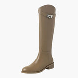 Elegant Knee-High Riding Boots with Side Buckle Detail