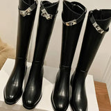 Elegant Knee-High Riding Boots with Side Buckle Detail