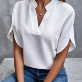 V Neck Relaxed Blouse for Effortless Everyday Style