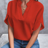 V Neck Relaxed Blouse for Effortless Everyday Style