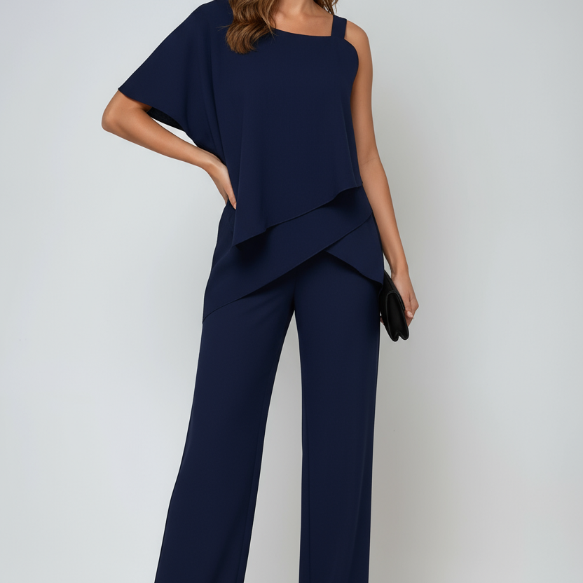 Women's Asymmetrical One Shoulder Wide Leg Jumpsuit