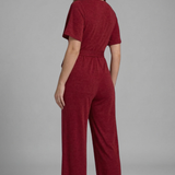 Women Jumpsuit with Wrap Front and Tie Waist