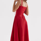 Women Midi Dress A Line Wedding Guest Dress Corset Bustier