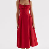 Women Midi Dress A Line Wedding Guest Dress Corset Bustier