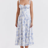 Women Midi Dress A Line Wedding Guest Dress Corset Bustier