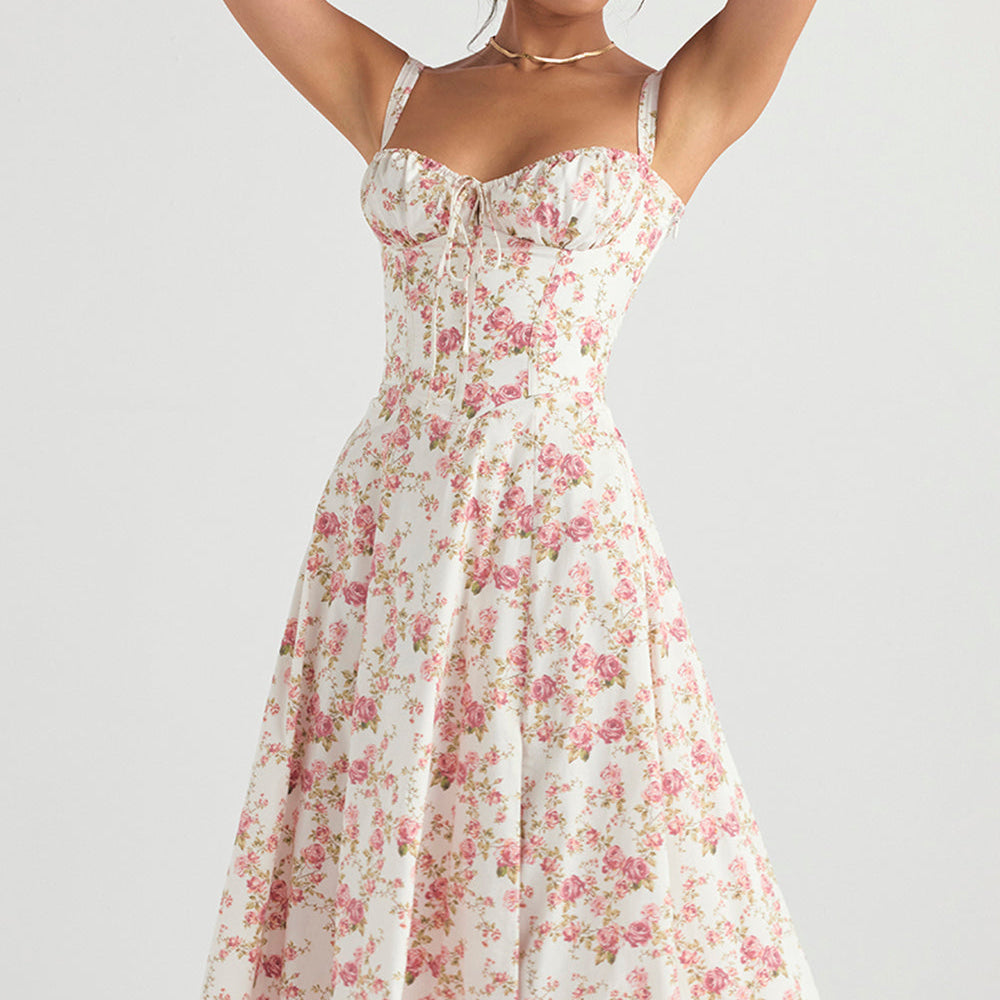 Women Midi Dress A Line Wedding Guest Dress Corset Bustier