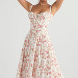 Women Midi Dress A Line Wedding Guest Dress Corset Bustier