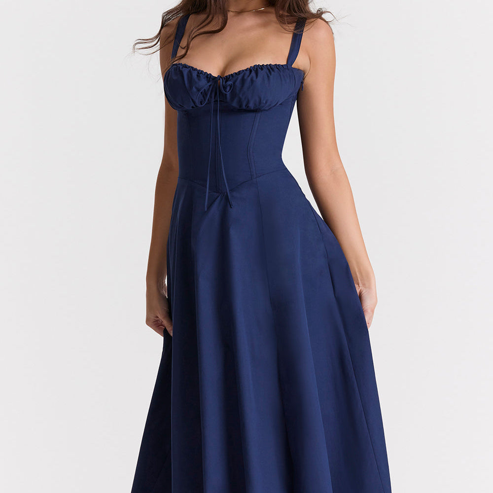 Women Midi Dress A Line Wedding Guest Dress Corset Bustier
