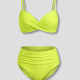 Women’s Bikini Set with Cross Top and Ruched Bottom