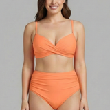 Women’s Bikini Set with Cross Top and Ruched Bottom