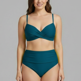 Women’s Bikini Set with Cross Top and Ruched Bottom