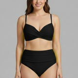Women’s Bikini Set with Cross Top and Ruched Bottom