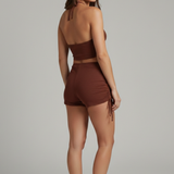 Women’s Bikini Set with Halter Top and Drawstring Bottom