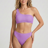 Women’s Bikini Set with One Shoulder Top and Ribbed Surface