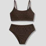 Women’s Bikini Set with Textured Top and High Waist