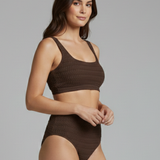 Women’s Bikini Set with Textured Top and High Waist