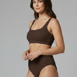 Women’s Bikini Set with Textured Top and High Waist