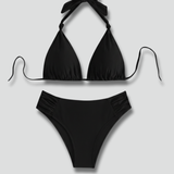 Women’s Bikini Set with Triangle Top and Tie Straps