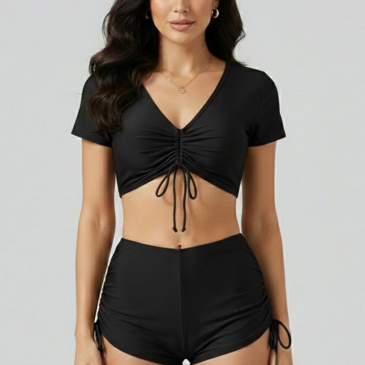 Women’s Bikini Set with V Neck and Side Ties
