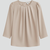 Women’s Blouse with Pleated Front and Long Sleeves