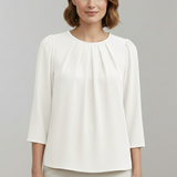 Women’s Blouse with Pleated Front and Long Sleeves
