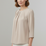Women’s Blouse with Pleated Front and Long Sleeves