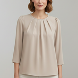 Women’s Blouse with Pleated Front and Long Sleeves