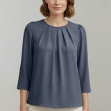 Women’s Blouse with Pleated Front and Long Sleeves