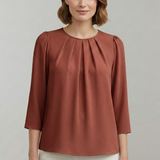 Women’s Blouse with Pleated Front and Long Sleeves