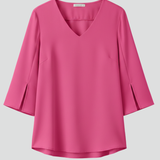 Women’s Blouse with V Neckline and Short Sleeves