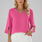 Women’s Blouse with V Neckline and Short Sleeves