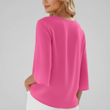 Women’s Blouse with V Neckline and Short Sleeves