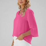 Women’s Blouse with V Neckline and Short Sleeves