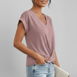 Women’s Blouse with V Neckline and Short Sleeves