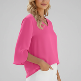 Women’s Blouse with V Neckline and Short Sleeves