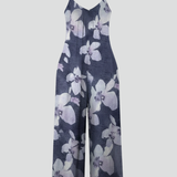 Women’s Jumpsuit with Adjustable Straps and Printed Surface
