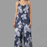 Women’s Jumpsuit with Adjustable Straps and Printed Surface