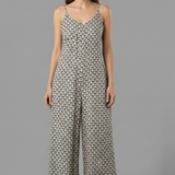 Women’s Jumpsuit with Adjustable Straps and Printed Surface