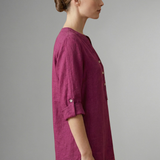 Women’s Linen Blouse with Button Closure and Roll Sleeves