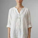 Women’s Linen Blouse with Button Closure and Roll Sleeves