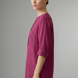 Women’s Linen Blouse with Button Closure and Roll Sleeves