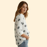 Women's Long-Sleeve Vintage Blouse with Button Detail