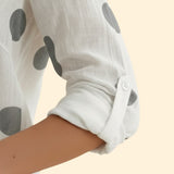 Women's Long-Sleeve Vintage Blouse with Button Detail