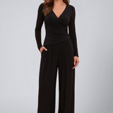 Women's Lounge Set with Wrap Top and Wide-Leg Pants
