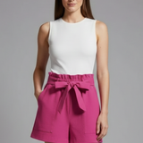 Women’s Shorts with Tie Waist and Ruffle Waistband